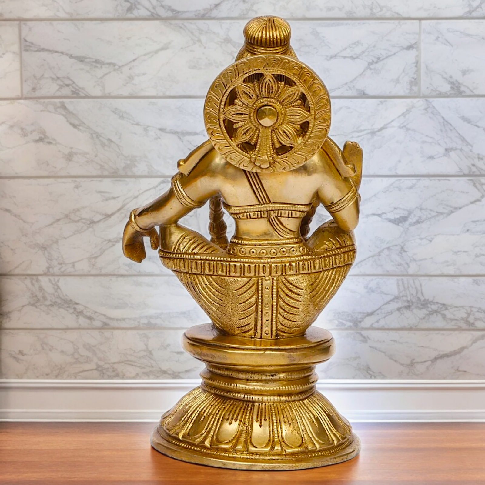 Solid Brass Ayyappan/Ayyappa Swamy Murugan Idol - 8.5 inch