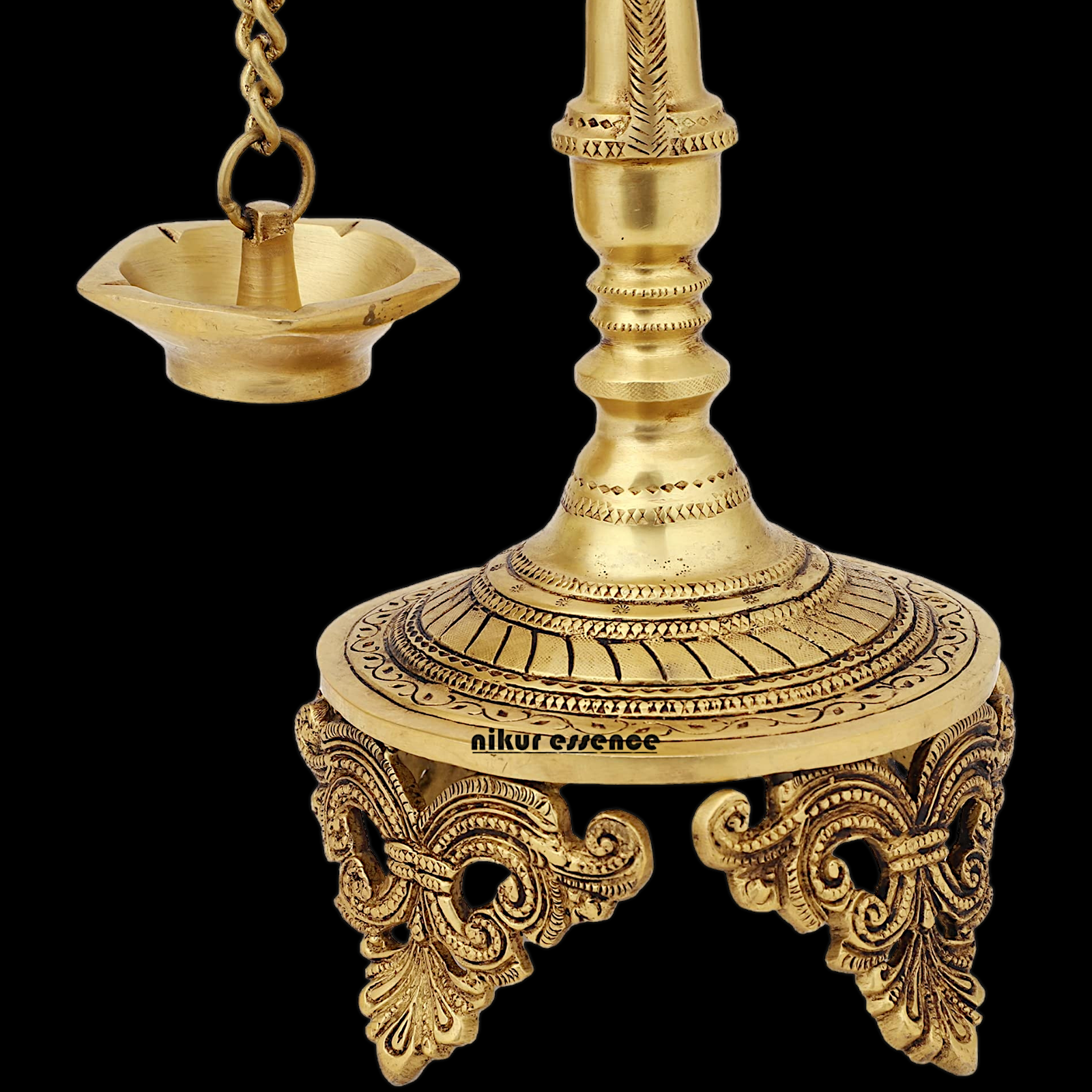 Buy Peacock Hanging Diya with Stand Solid Brass- 19 inch