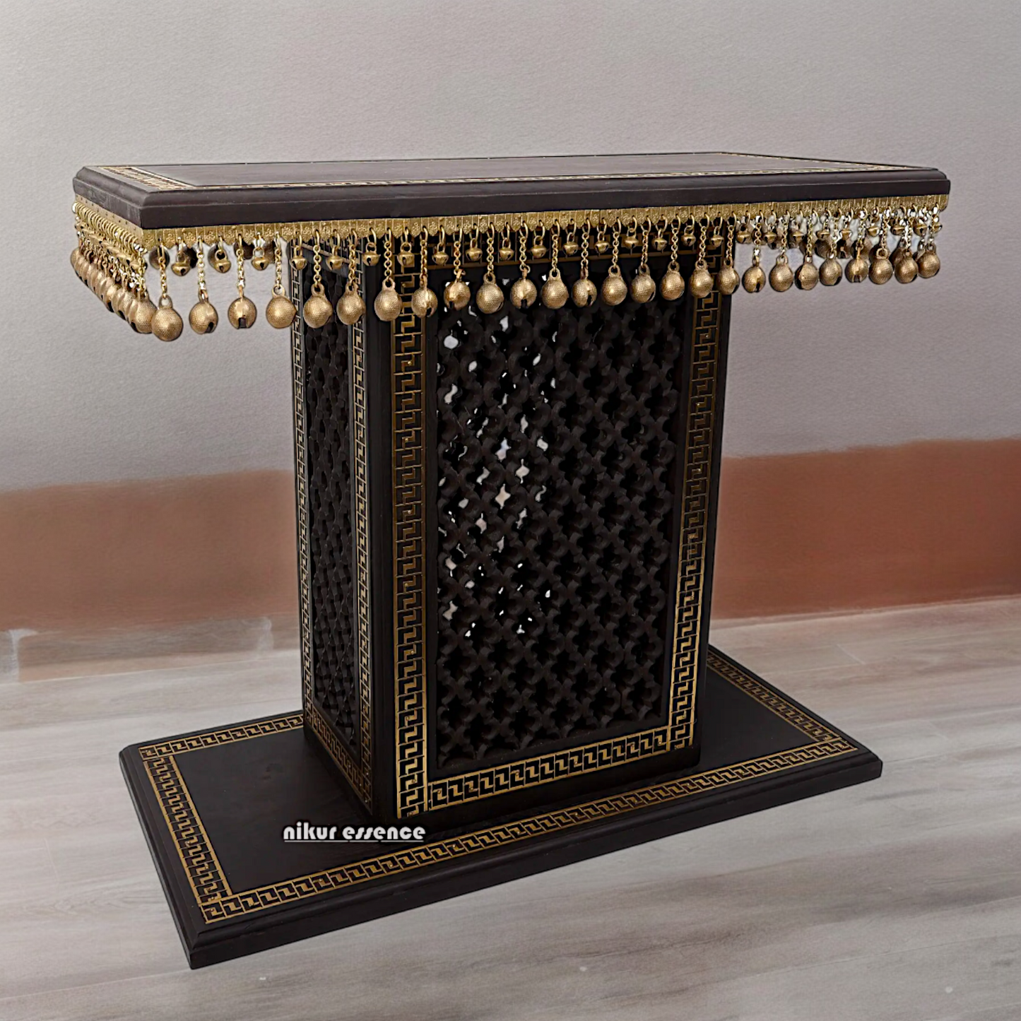 Braas Chowki Stool with Bells Ghungroo Large - 25.984 inches