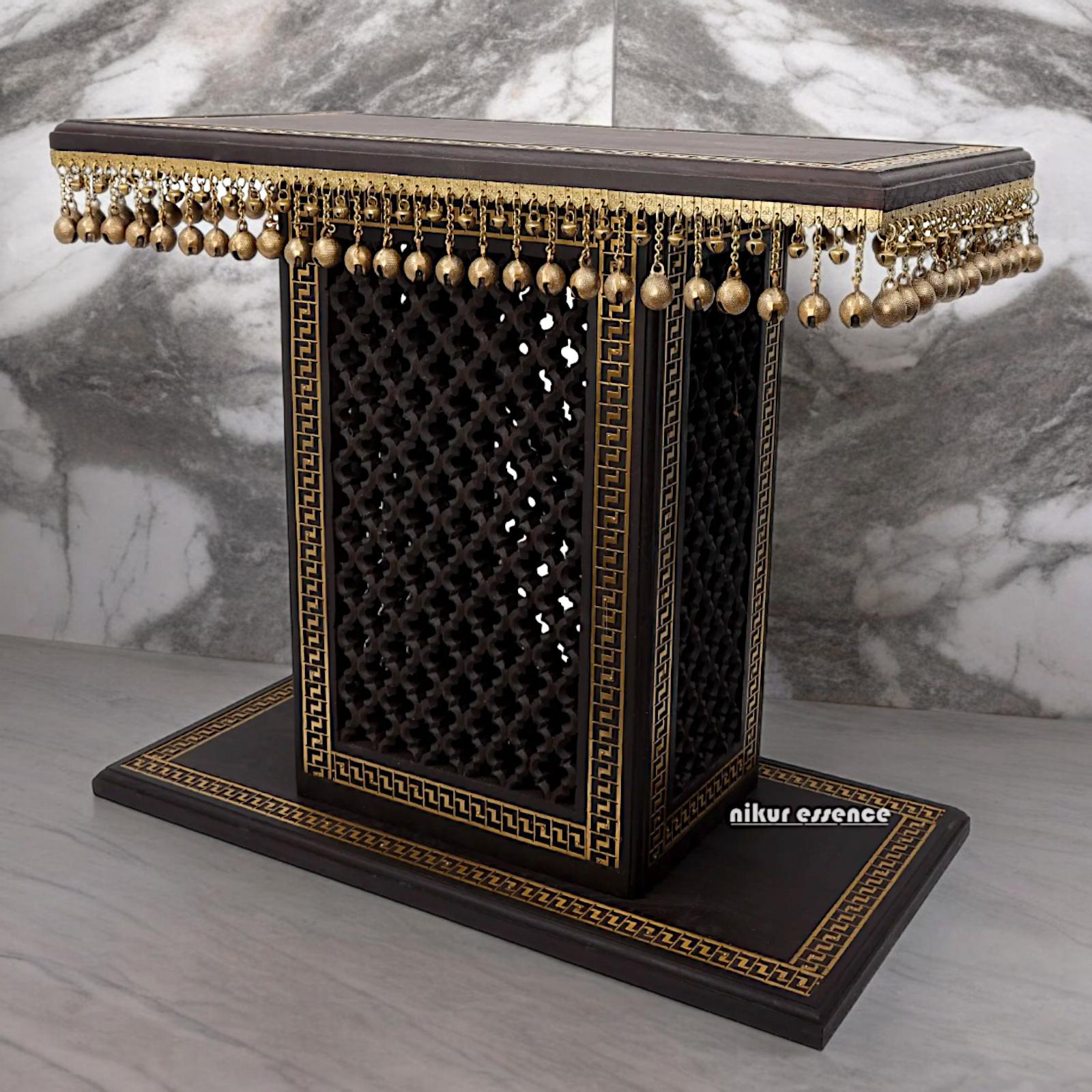 Braas Chowki Stool with Bells Ghungroo Large - 25.984 inches