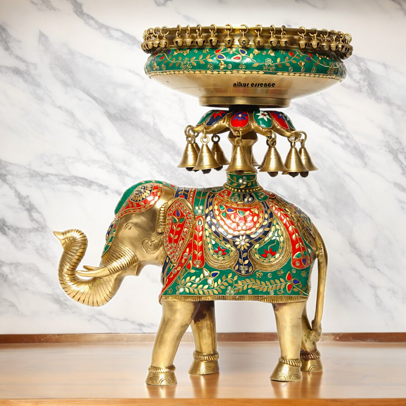 Online Elephant Urli Braas with Stone Work - 20.7 inches