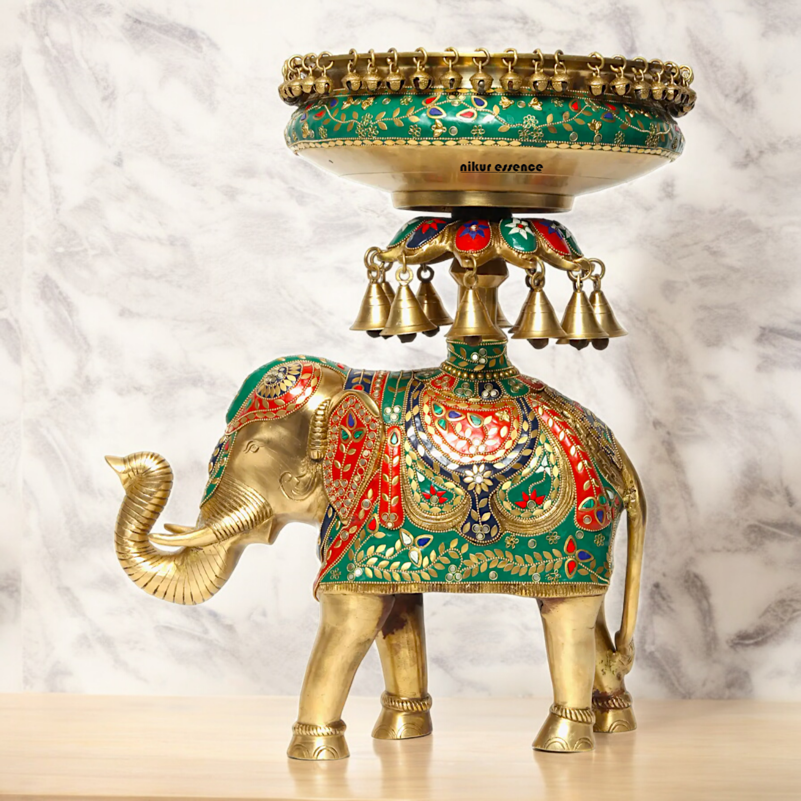 Online Elephant Urli Braas with Stone Work - 20.7 inches