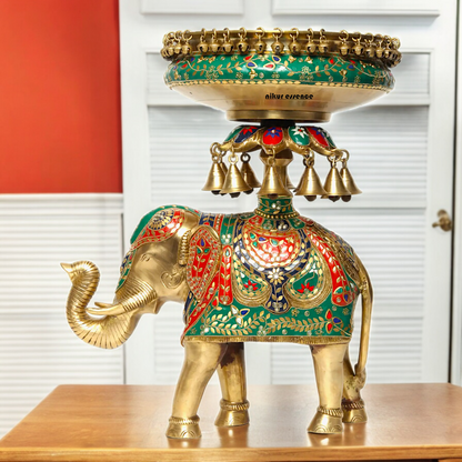 Online Elephant Urli Braas with Stone Work - 20.7 inches