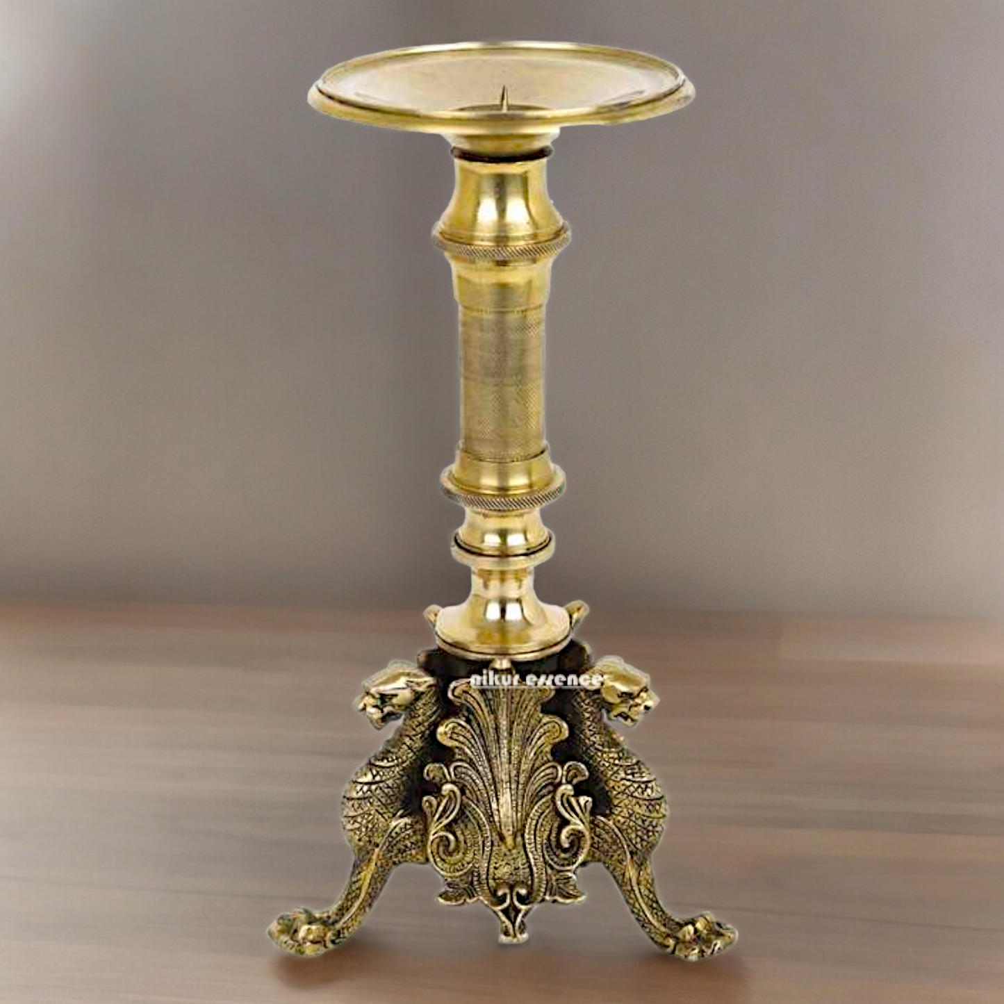 Large Solid Brass Diya Candle Stand - 12.6 inches