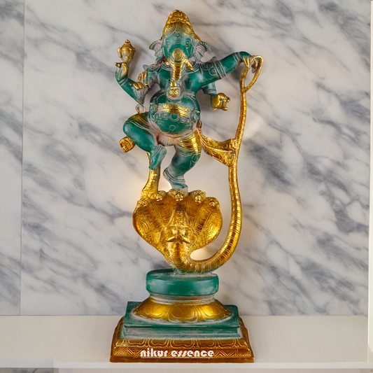 Large Ganesh Standing on Sheshnag Idol - 26.969 inches