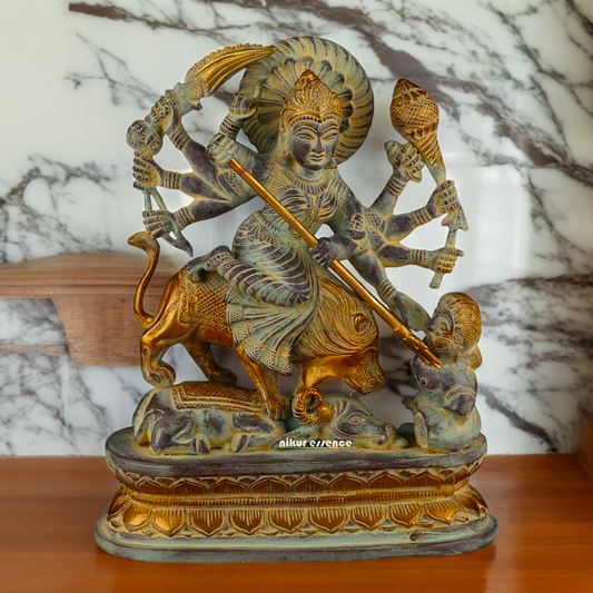 Buy Mahishasura Durga Brass Statue - 12.992 inches