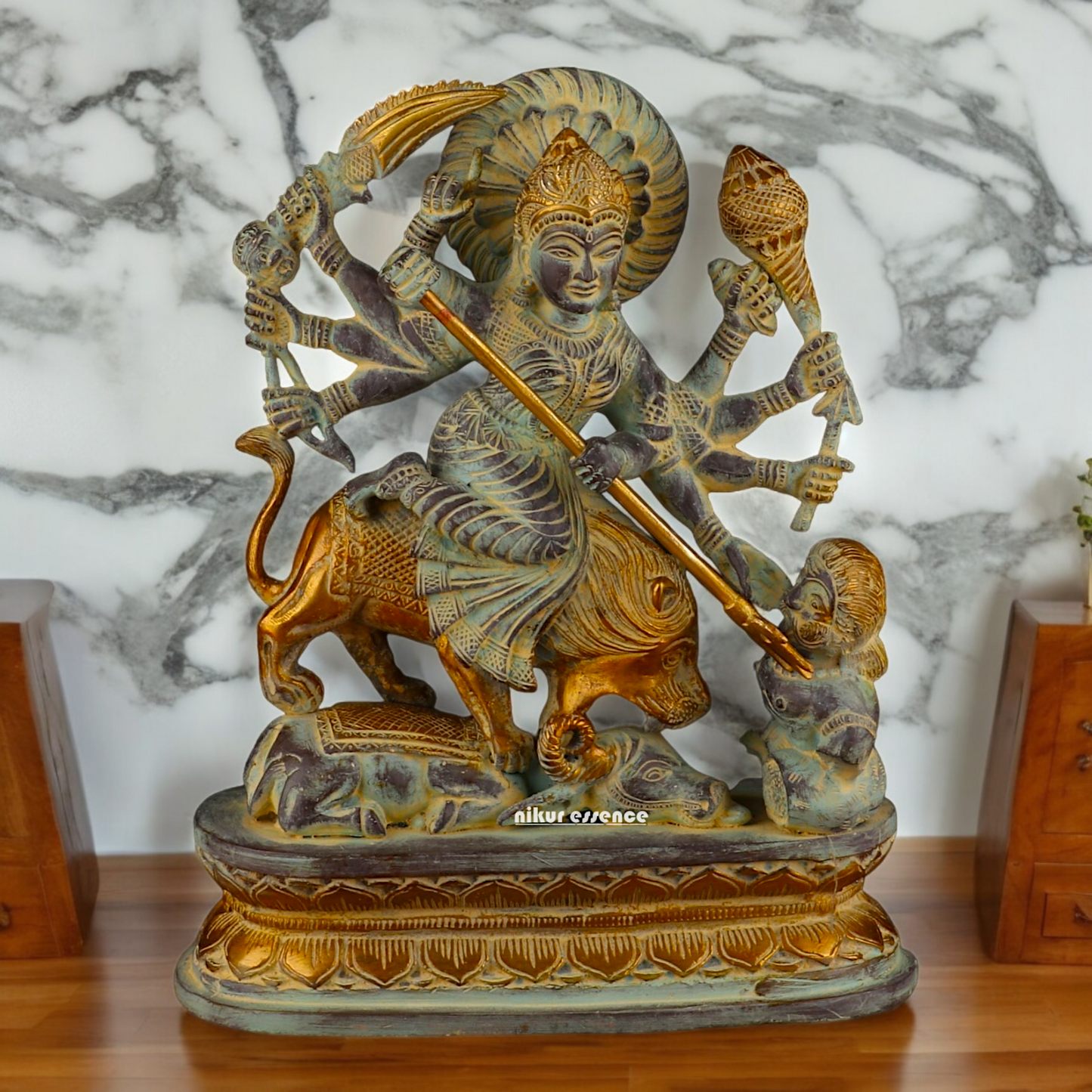 Buy Mahishasura Durga Brass Statue - 12.992 inches