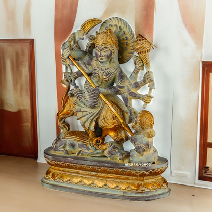 Buy Mahishasura Durga Brass Statue - 12.992 inches