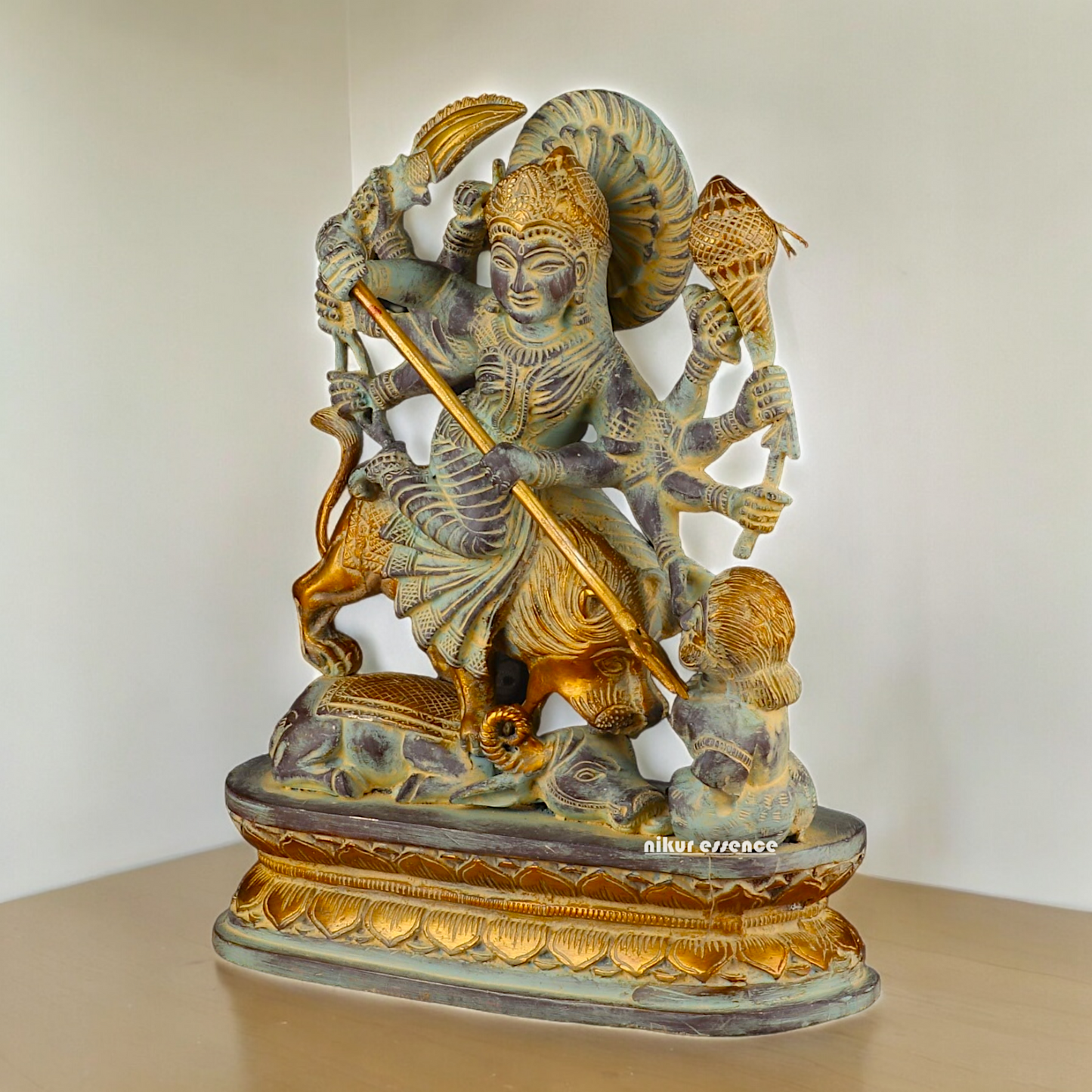 Buy Mahishasura Durga Brass Statue - 12.992 inches