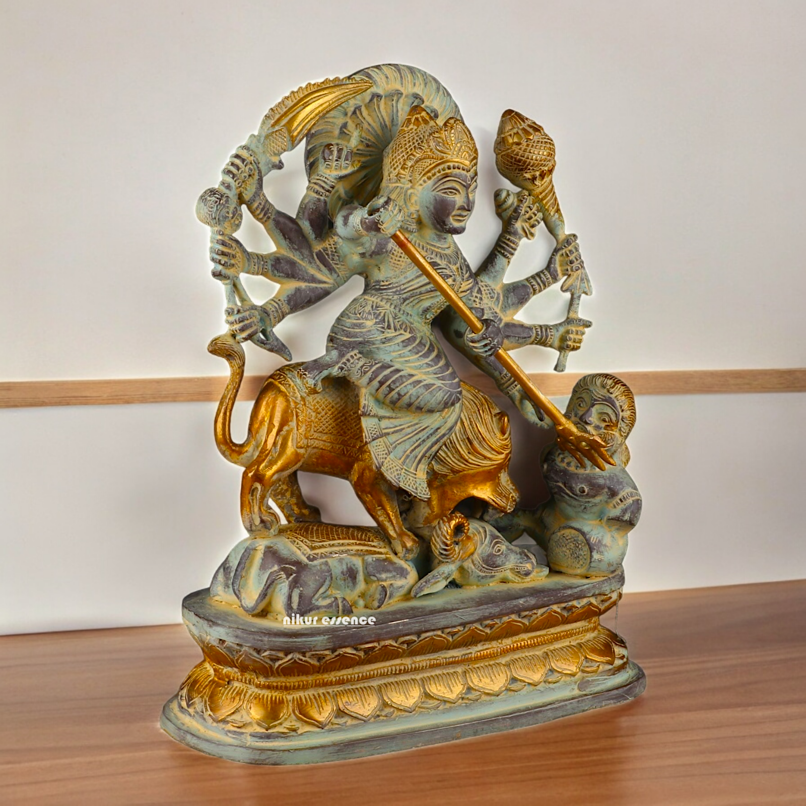 Buy Mahishasura Durga Brass Statue - 12.992 inches