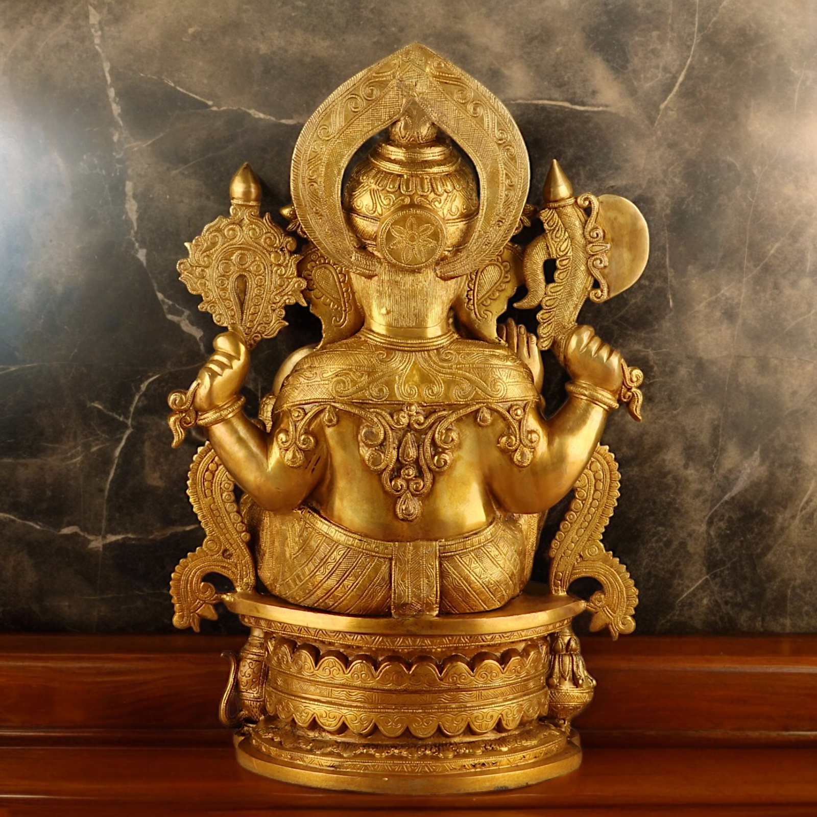 Solid Brass Ganesh Seated Idol - 23 inches