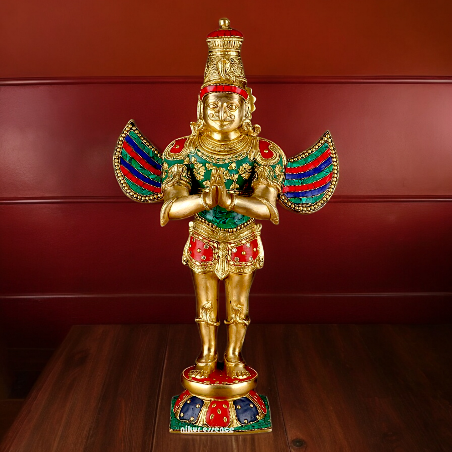 Shop Garuda Standing Brass Idol with Stone Work - 22 inches