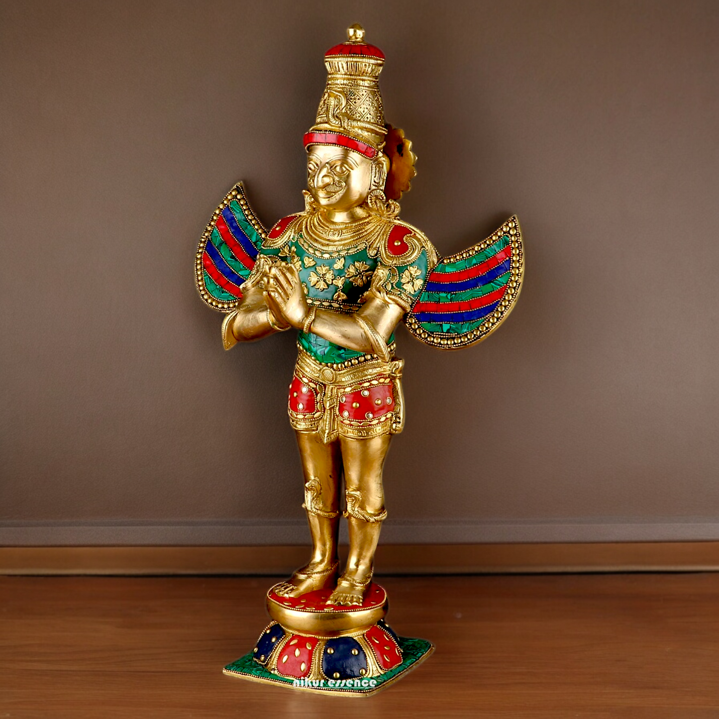 Shop Garuda Standing Brass Idol with Stone Work - 22 inches