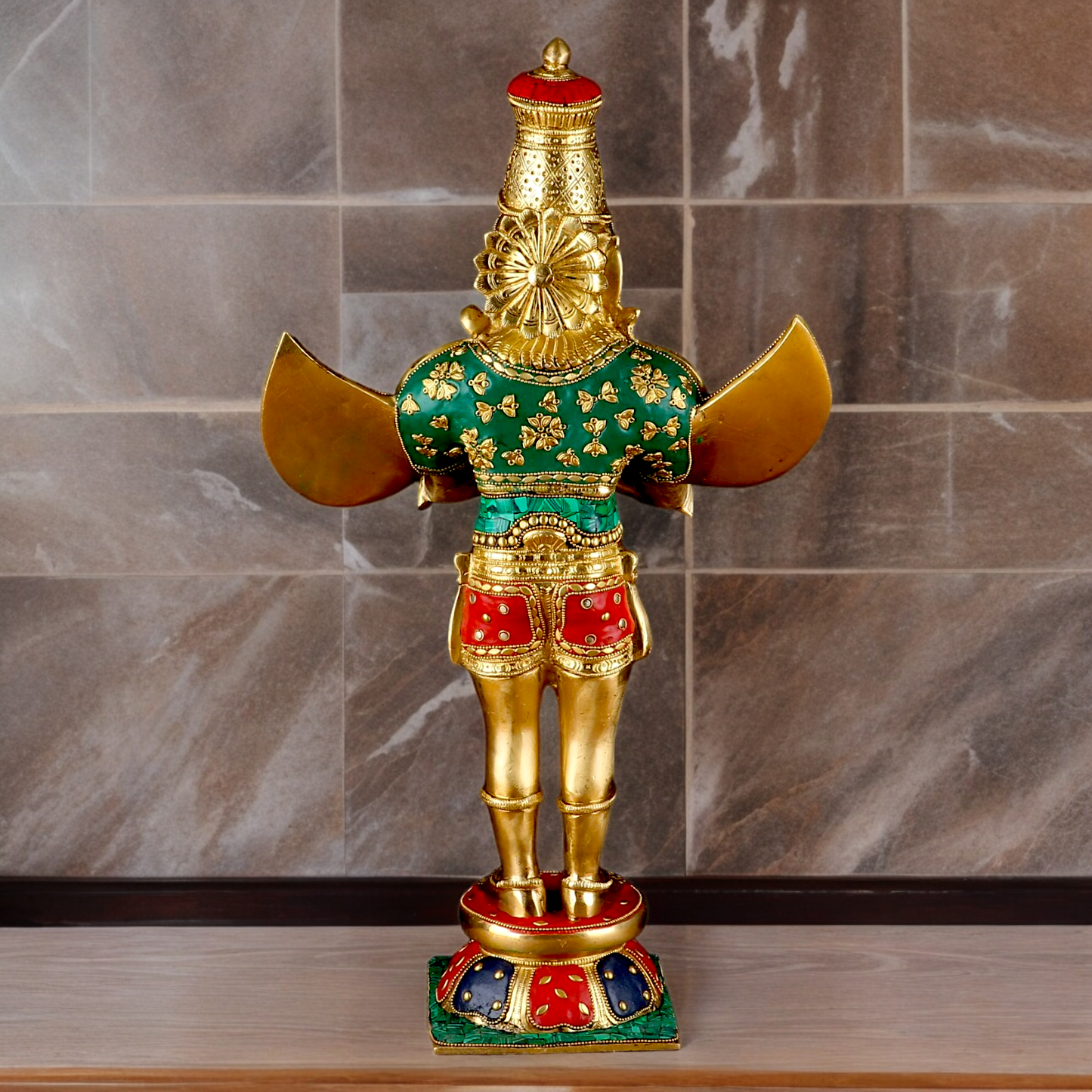 Shop Garuda Standing Brass Idol with Stone Work - 22 inches