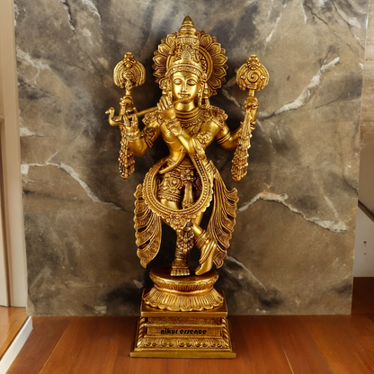 Buy Solid Brass Krishna Standing large Statue- 20 inches