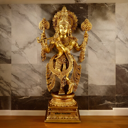 Buy Solid Brass Krishna Standing large Statue- 20 inches