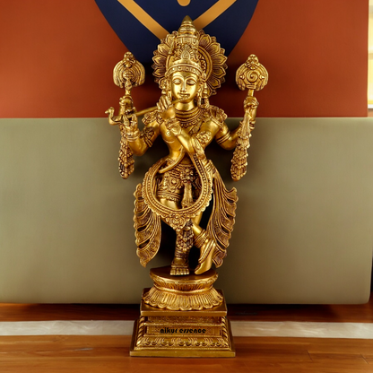 Buy Solid Brass Krishna Standing large Statue- 20 inches