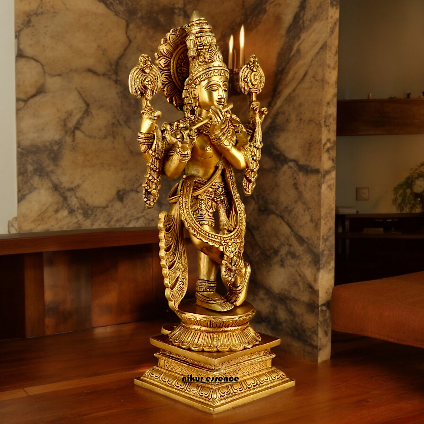 Buy Solid Brass Krishna Standing large Statue- 20 inches