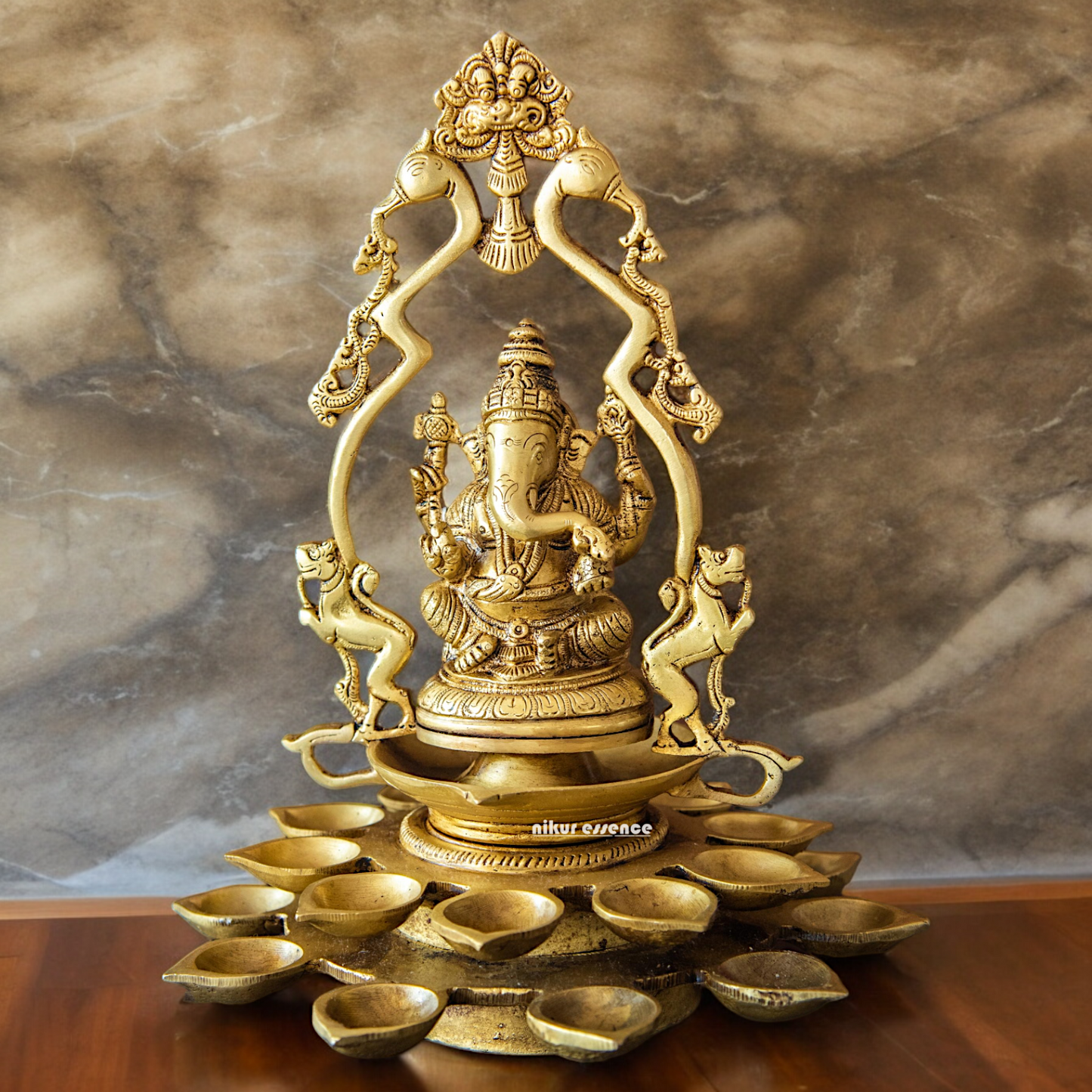 Brass Ganesh Vinayaka Diya - 12.5 inches