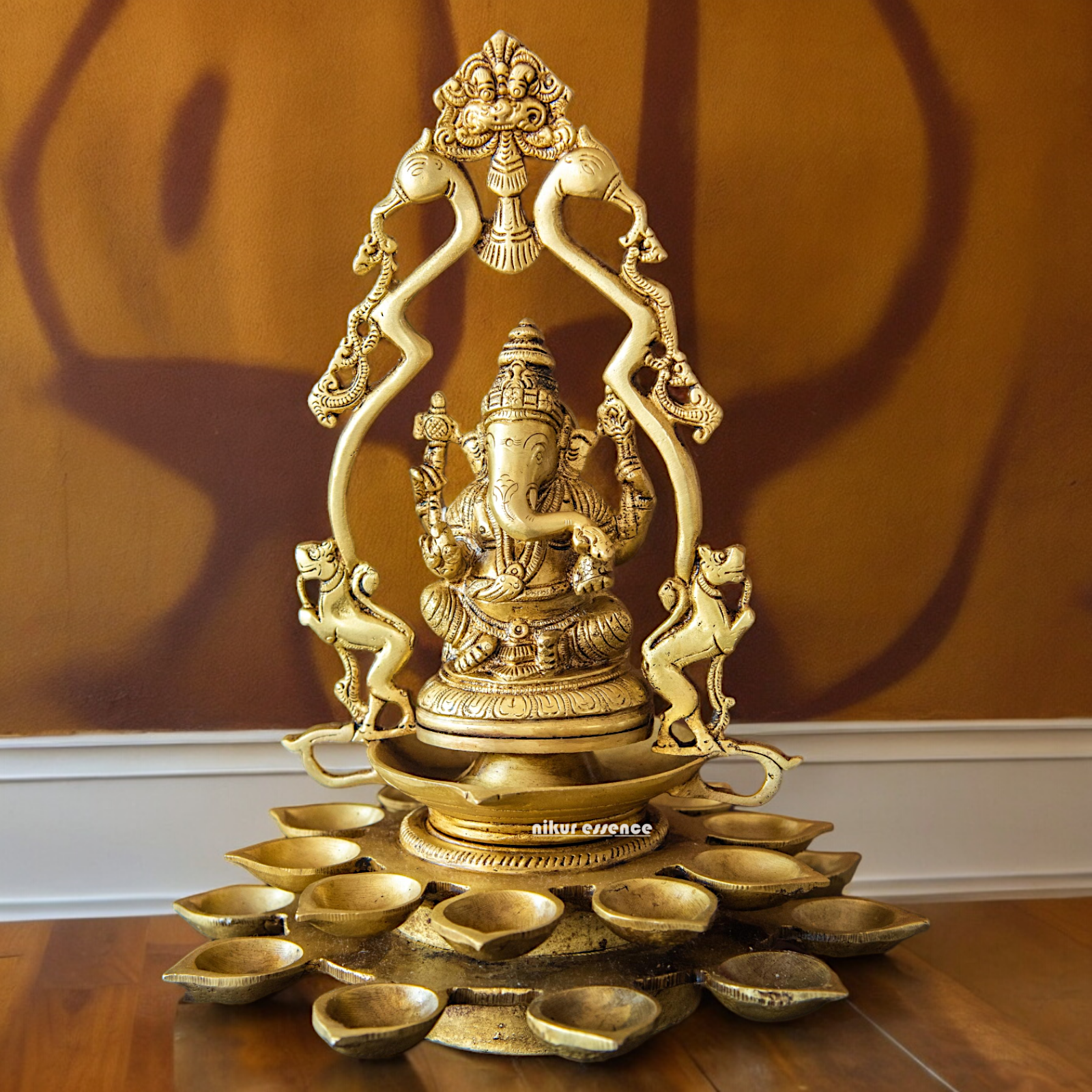 Brass Ganesh Vinayaka Diya - 12.5 inches