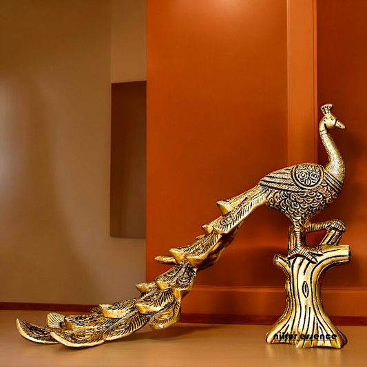 Buy Peacock Solid Brass Idol - 12 inches Nikuressence brass peacock Brass Peacock idol Brass Peacock in usa brass peacock statue Buy peacock in usa Decor peacock diya Decorative Peacock Statue Detailed Peacock Art diwali gift for relatives diwali gift suggestions Diwali Gifts DiwaliEssentials Elegant Peacock Figurine Golden Finish Peacock Handcrafted Handcrafted brass Handcrafted Brass Item Handcrafted Peacock Figurine