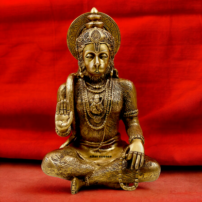 Pure Brass Hanuman Blessing Idol - 28 cm Idols Nikuressence