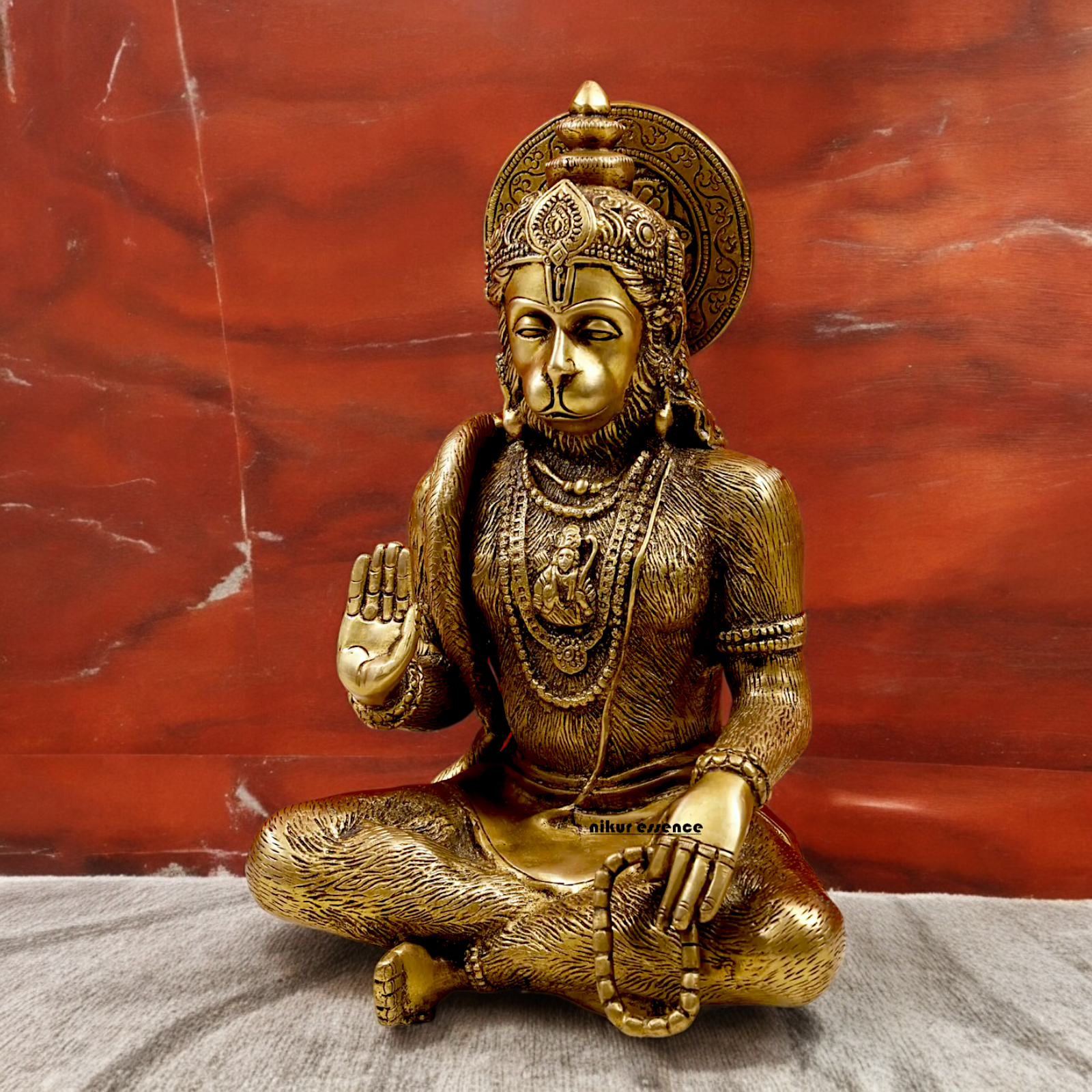 Pure Brass Hanuman Blessing Idol - 28 cm Idols Nikuressence