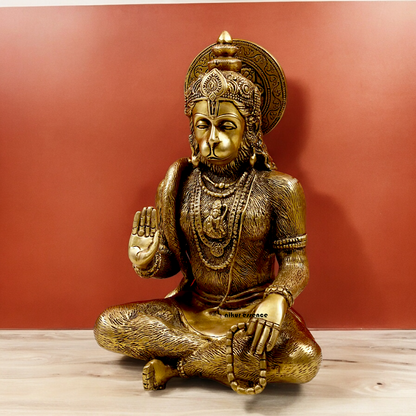 Pure Brass Hanuman Blessing Idol - 28 cm Idols Nikuressence