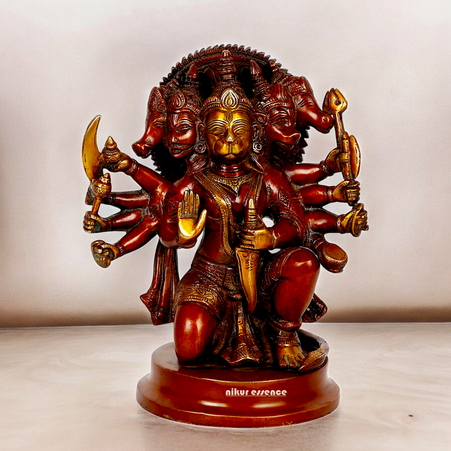 Online Brass panchmukhi Hanuman ji idol - 9 Inches