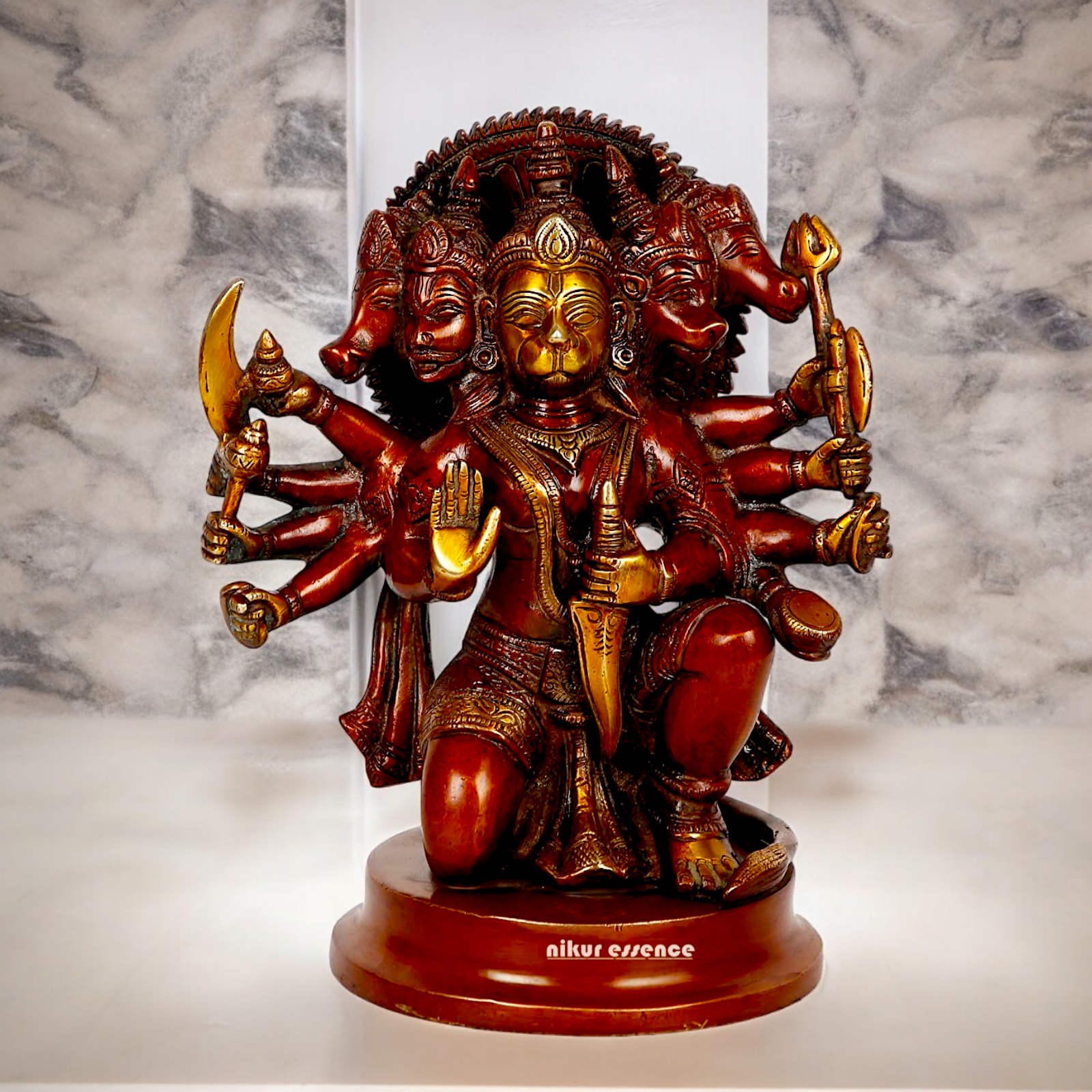 Online Brass panchmukhi Hanuman ji idol - 9 Inches