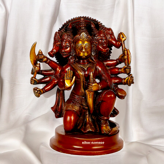 Online Brass panchmukhi Hanuman ji idol - 9 Inches