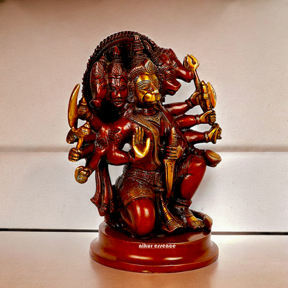 Online Brass panchmukhi Hanuman ji idol - 9 Inches