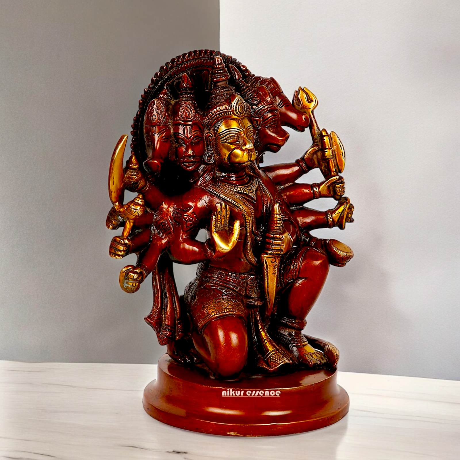 Online Brass panchmukhi Hanuman ji idol - 9 Inches