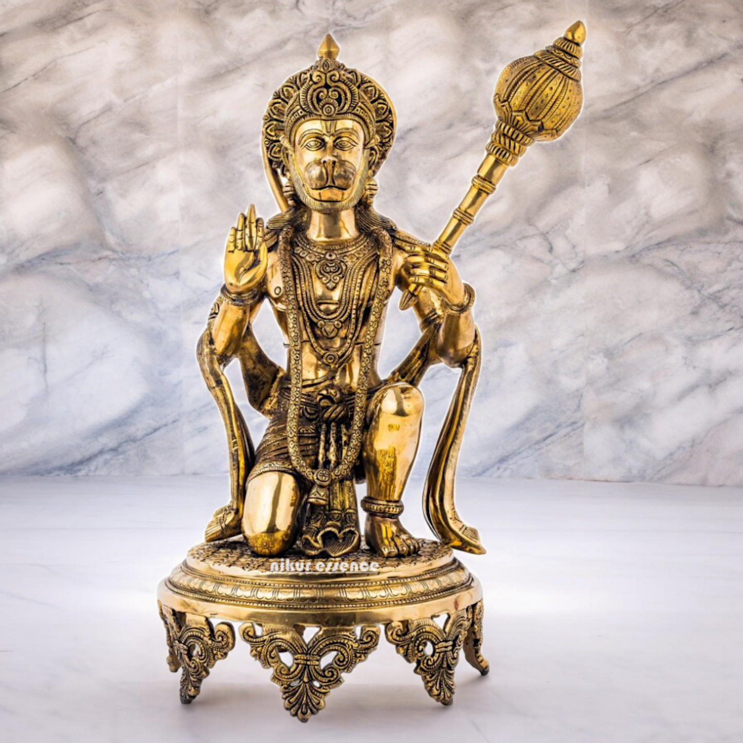 Buy Pure Brass Hanuman Sitting with Gada Idol - 51 cm Idols Nikuressence