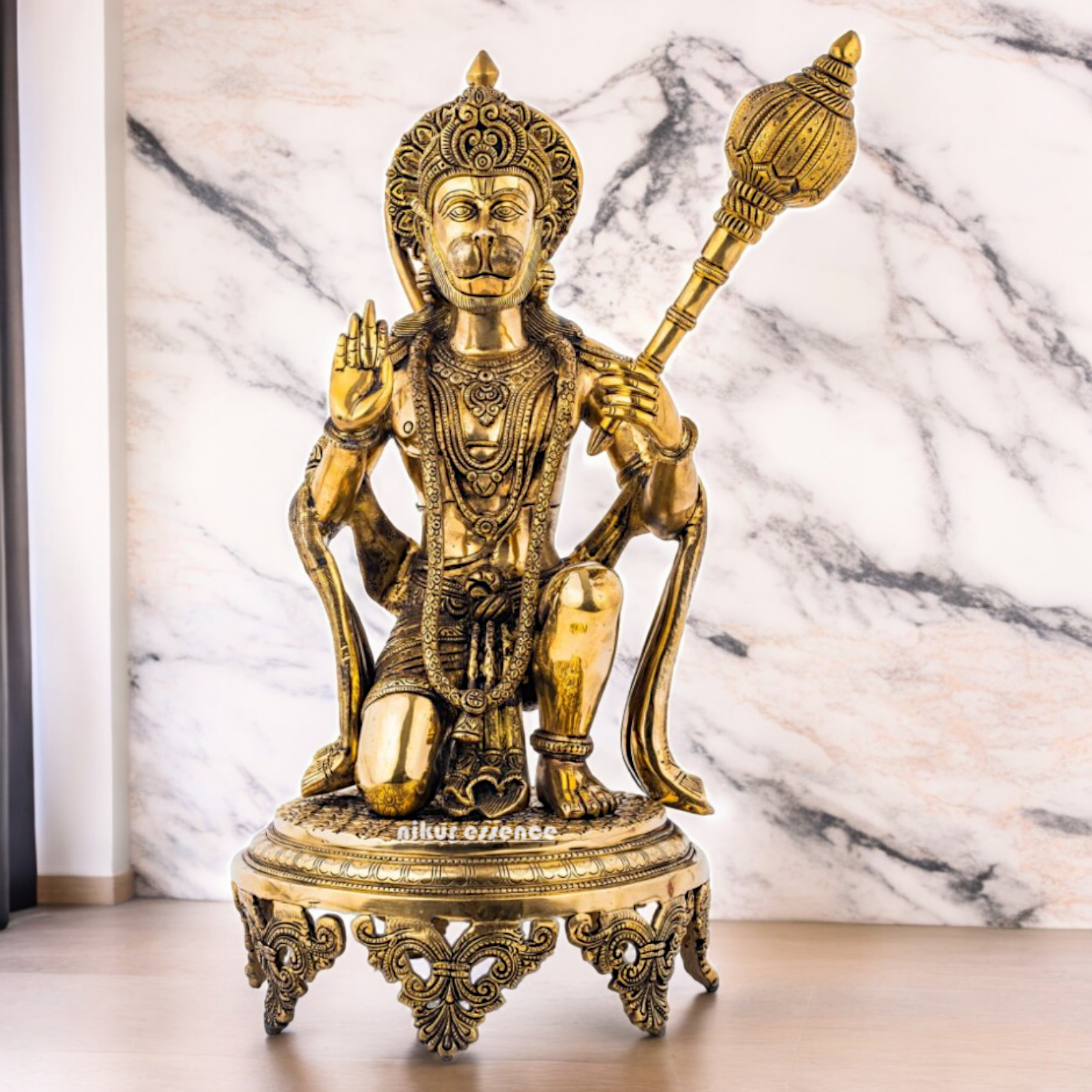 Buy Pure Brass Hanuman Sitting with Gada Idol - 51 cm Idols Nikuressence