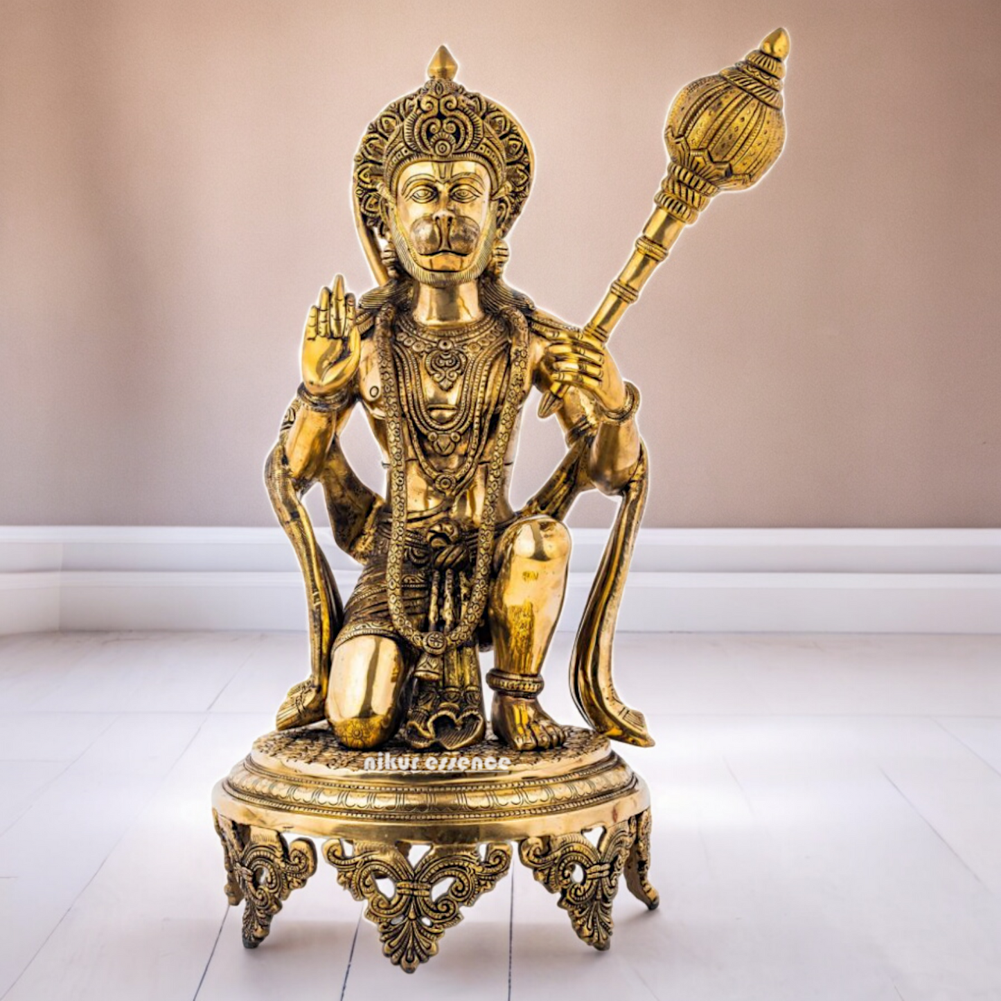 Buy Pure Brass Hanuman Sitting with Gada Idol - 51 cm Idols Nikuressence