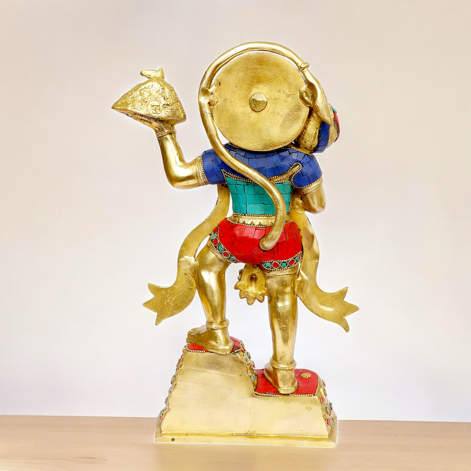 Buy Online Brass Hanuman Holding Sanjeevni Booti Idol with Stone Work - 37 cm Idols Nikuressence