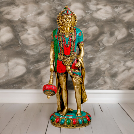 Buy Beautiful Hanuman Standing with Stone Work Idol - 58.5 cm height