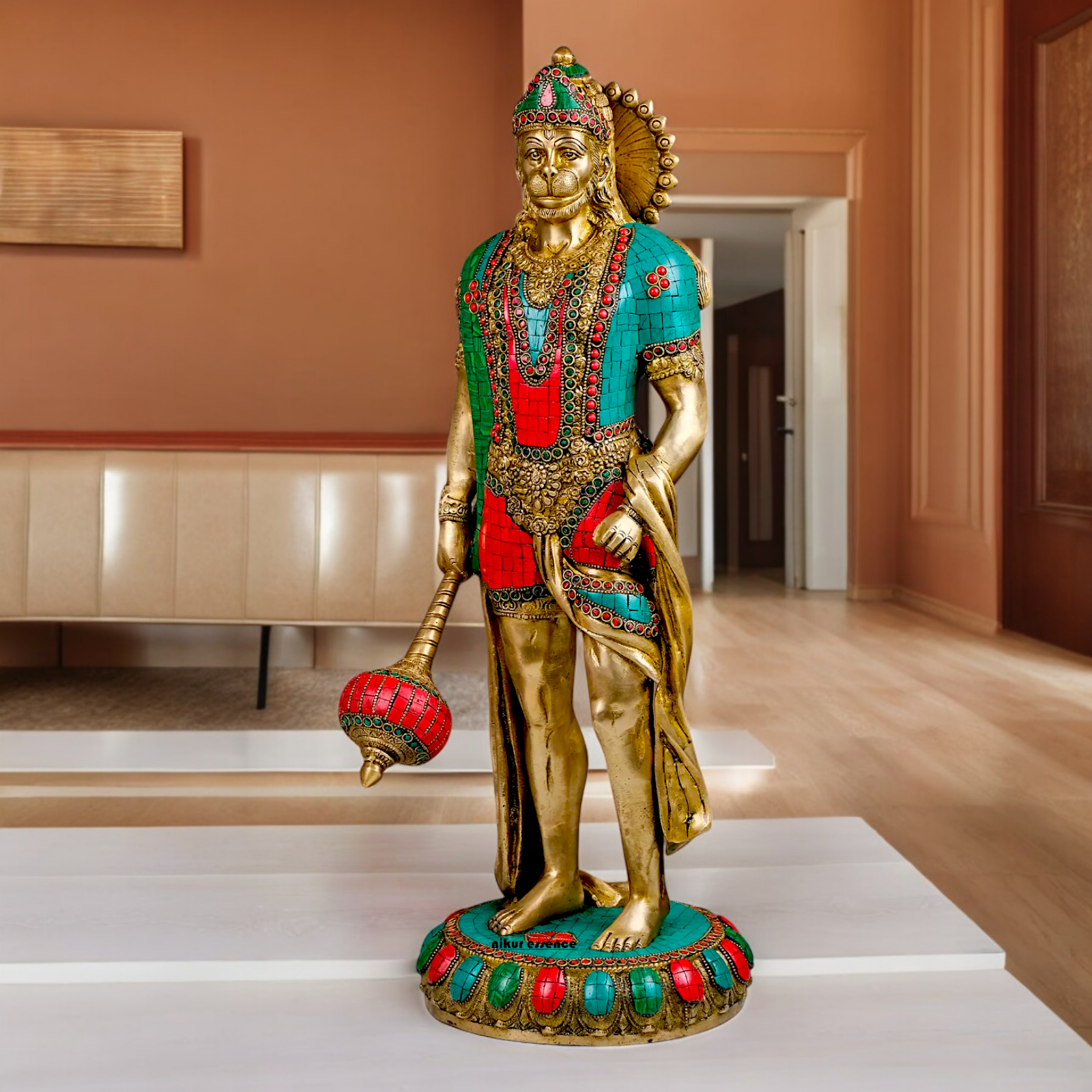 Buy Beautiful Hanuman Standing with Stone Work Idol - 58.5 cm height Idols Nikuressence