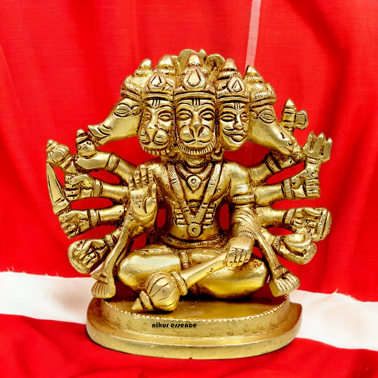 Shop Panchmukhi Hanuman Sitting Brass idol - 4 inches