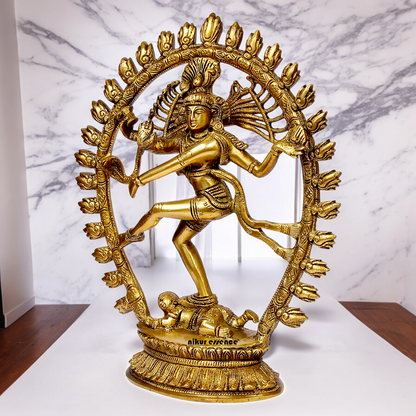 Solid Brass Natraja Shiva Dance Idol - 12 inches Idols Nikuressence