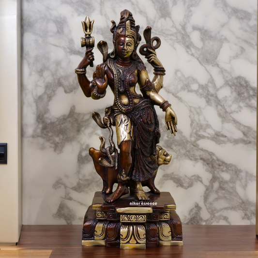 Buy Brass Shiva and Ardhanarishvara with Nandi and Lion Idol - 17.5 inches Height