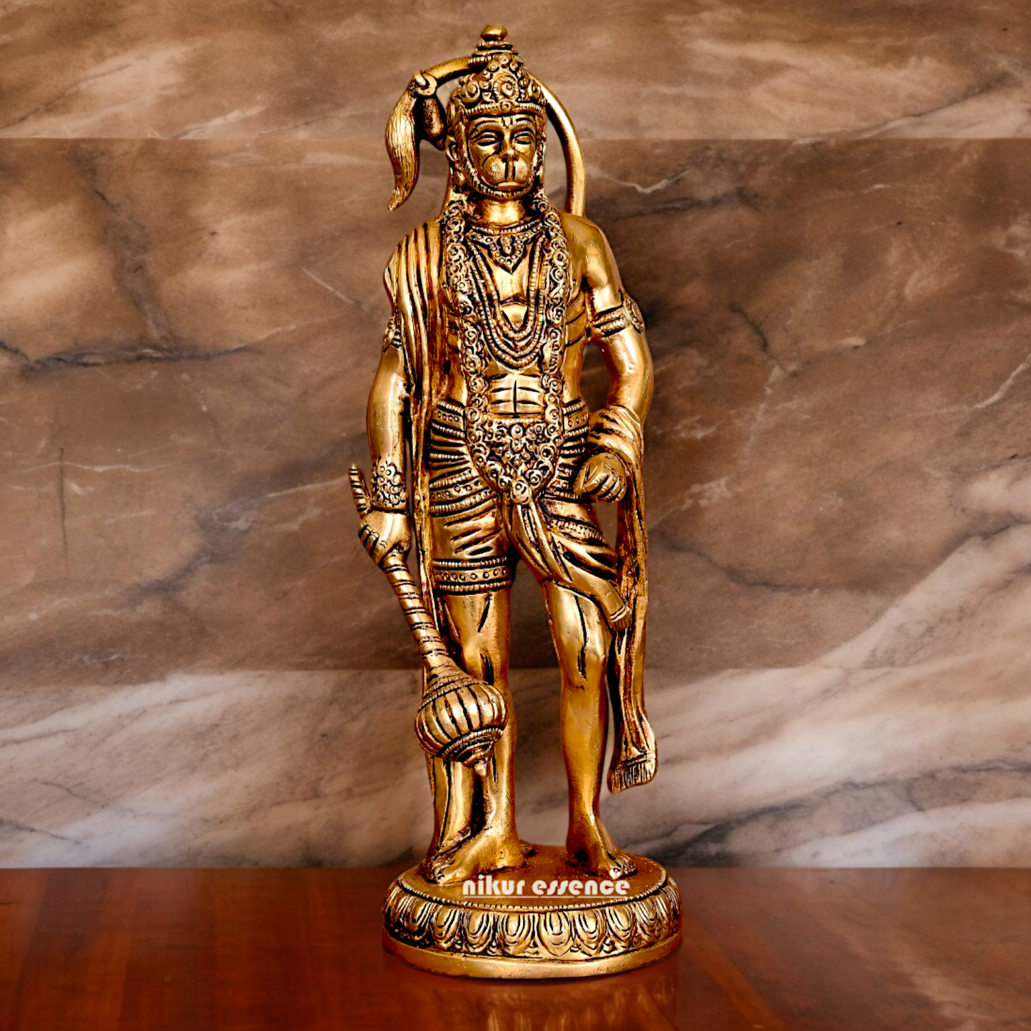 Solid Brass Hanuman Standing Idol - 10 Inch