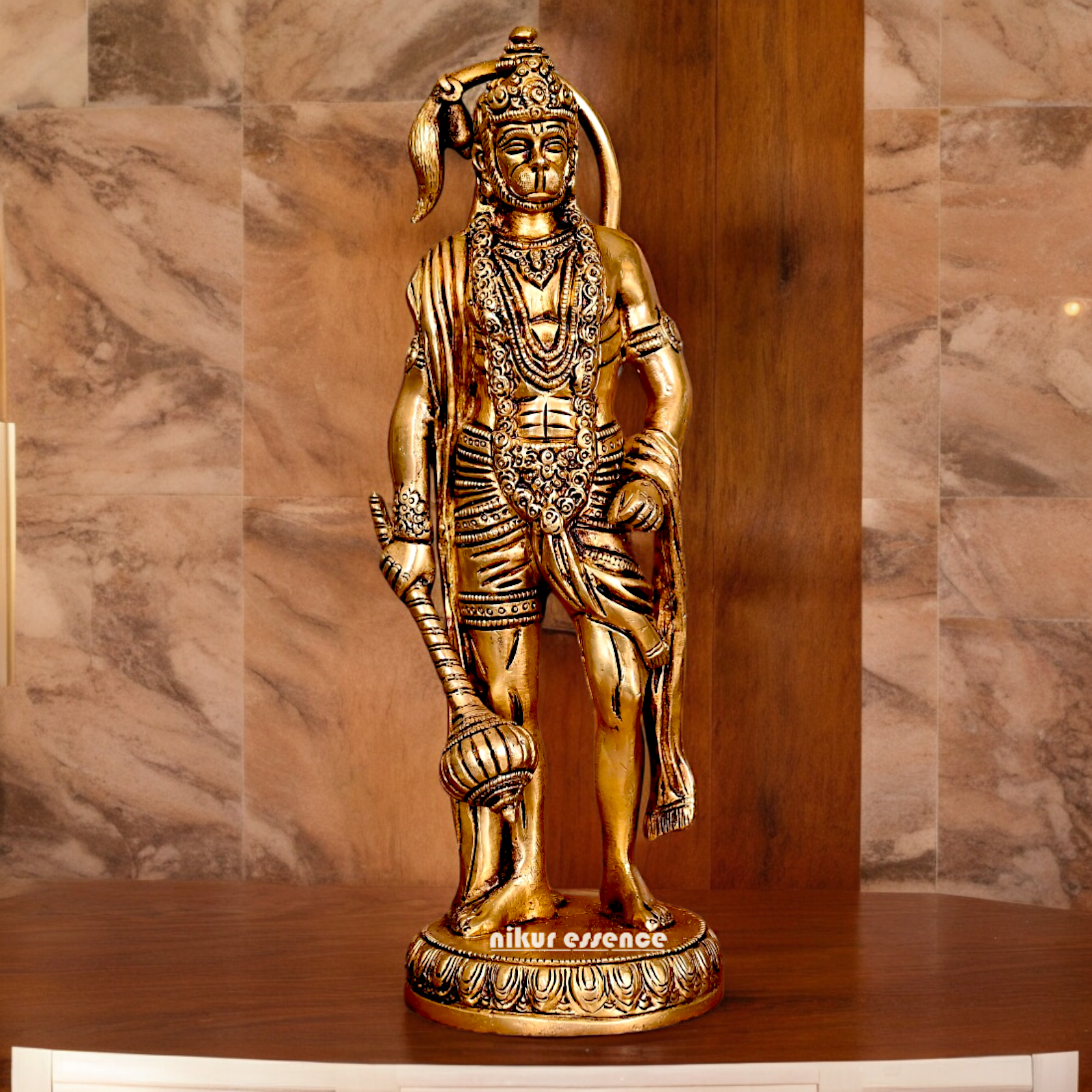 Solid Brass Hanuman Standing Idol - 10 Inch