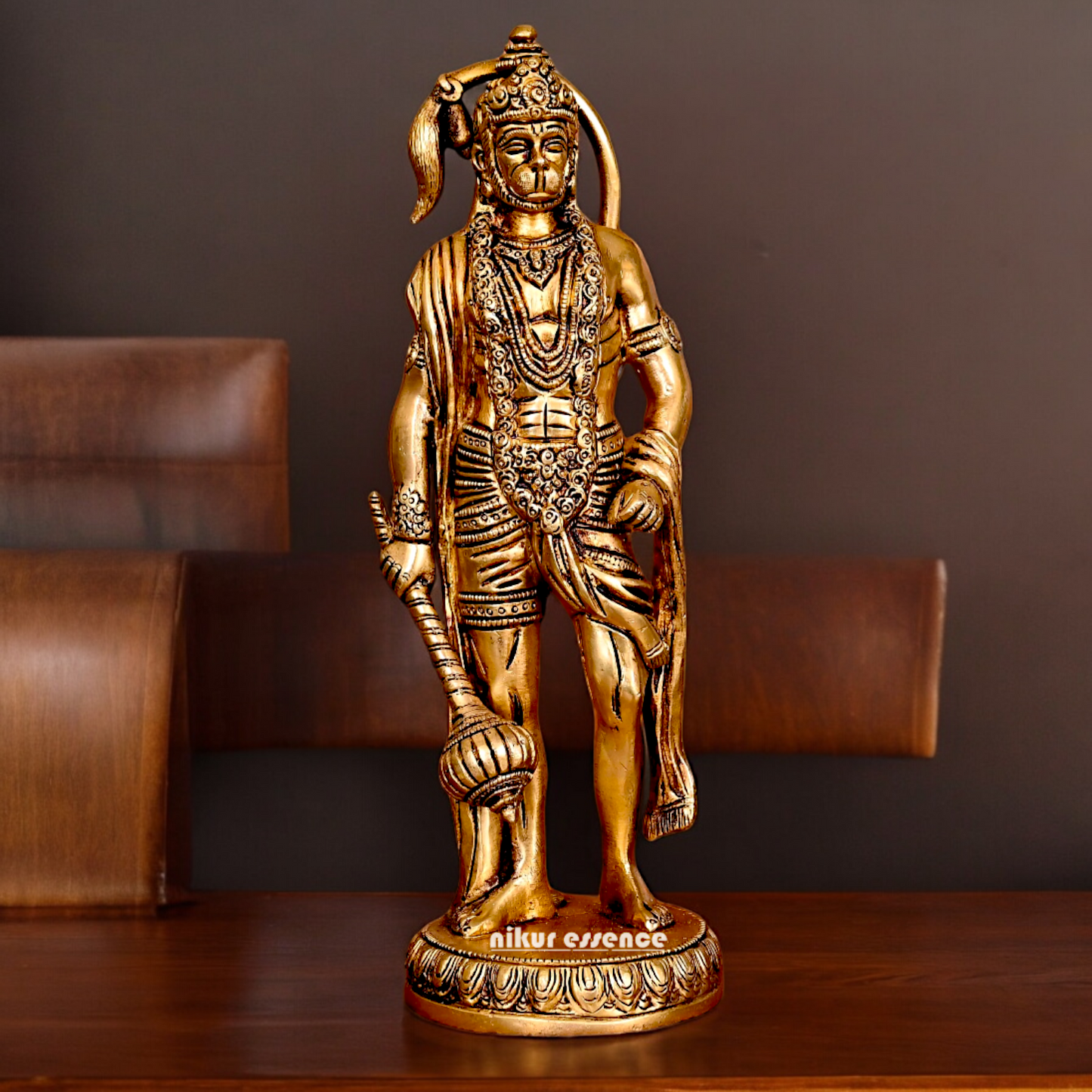 Solid Brass Hanuman Standing Idol - 10 Inch