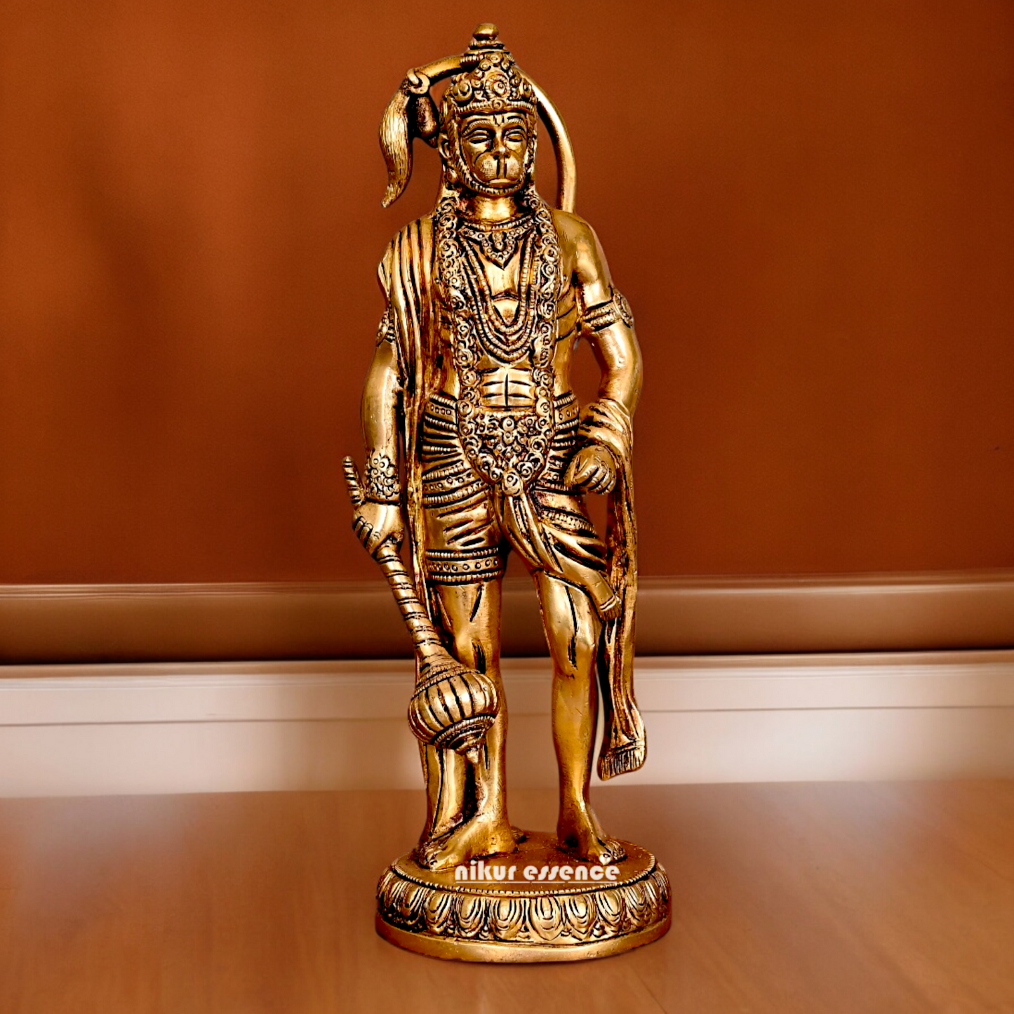 Solid Brass Hanuman Standing Idol - 10 Inch