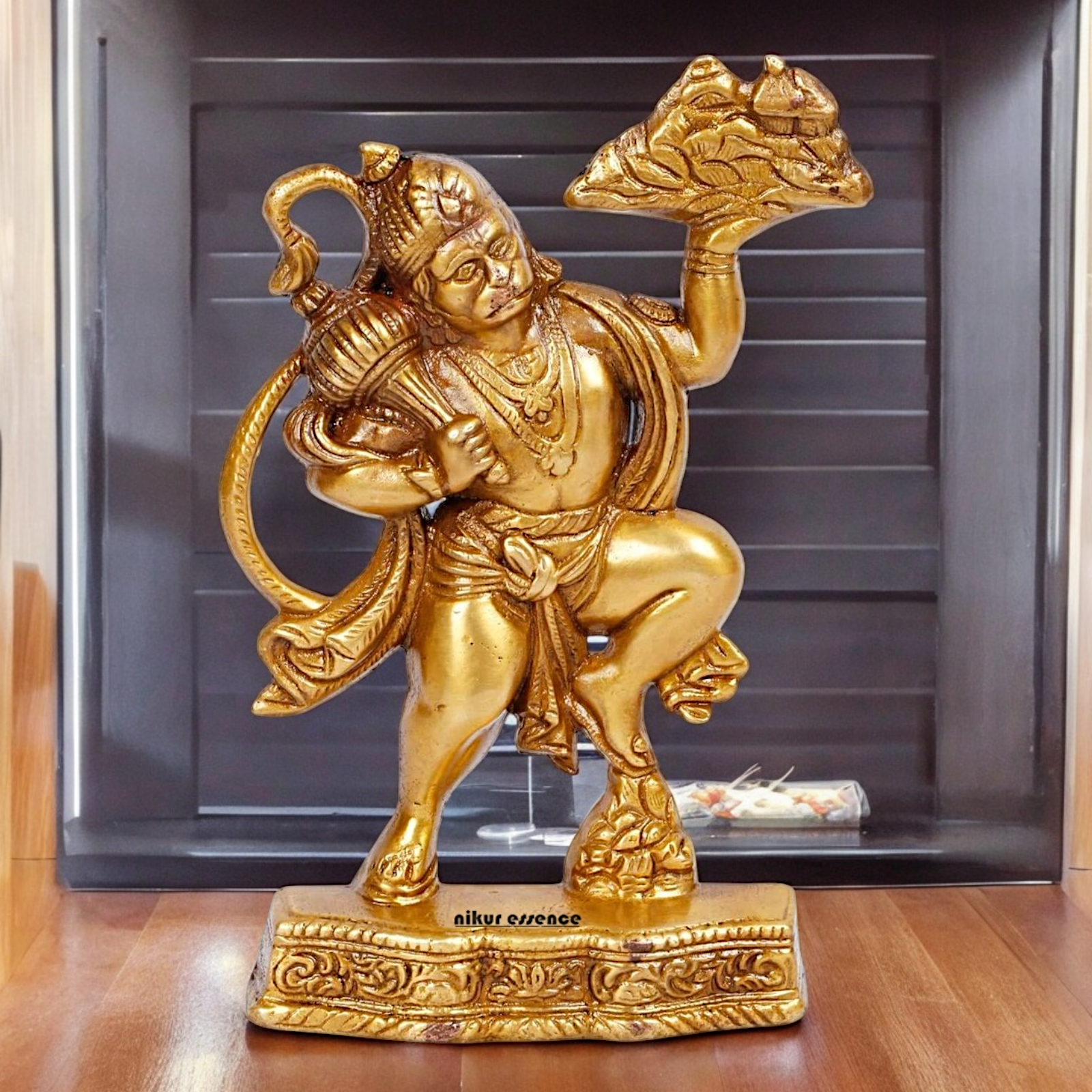 Buy Solid Brass Hanuman Holding Sanjeevni Booti Mountain Idol - 7.5 Inch height Idols Nikuressence