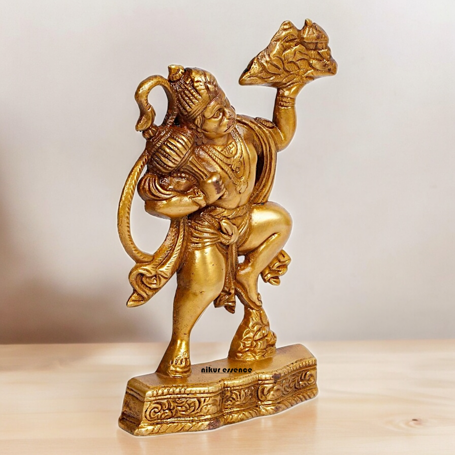 Buy Solid Brass Hanuman Holding Sanjeevni Booti Mountain Idol - 7.5 Inch height Idols Nikuressence