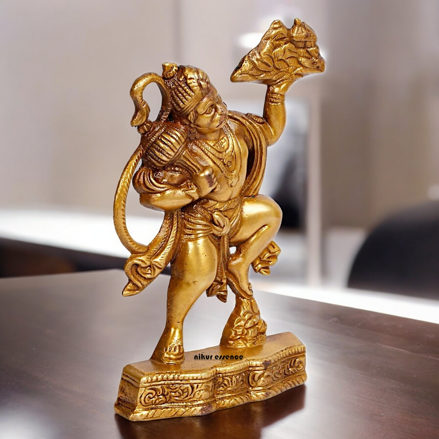 Buy Solid Brass Hanuman Holding Sanjeevni Booti Mountain Idol - 7.5 Inch height Idols Nikuressence