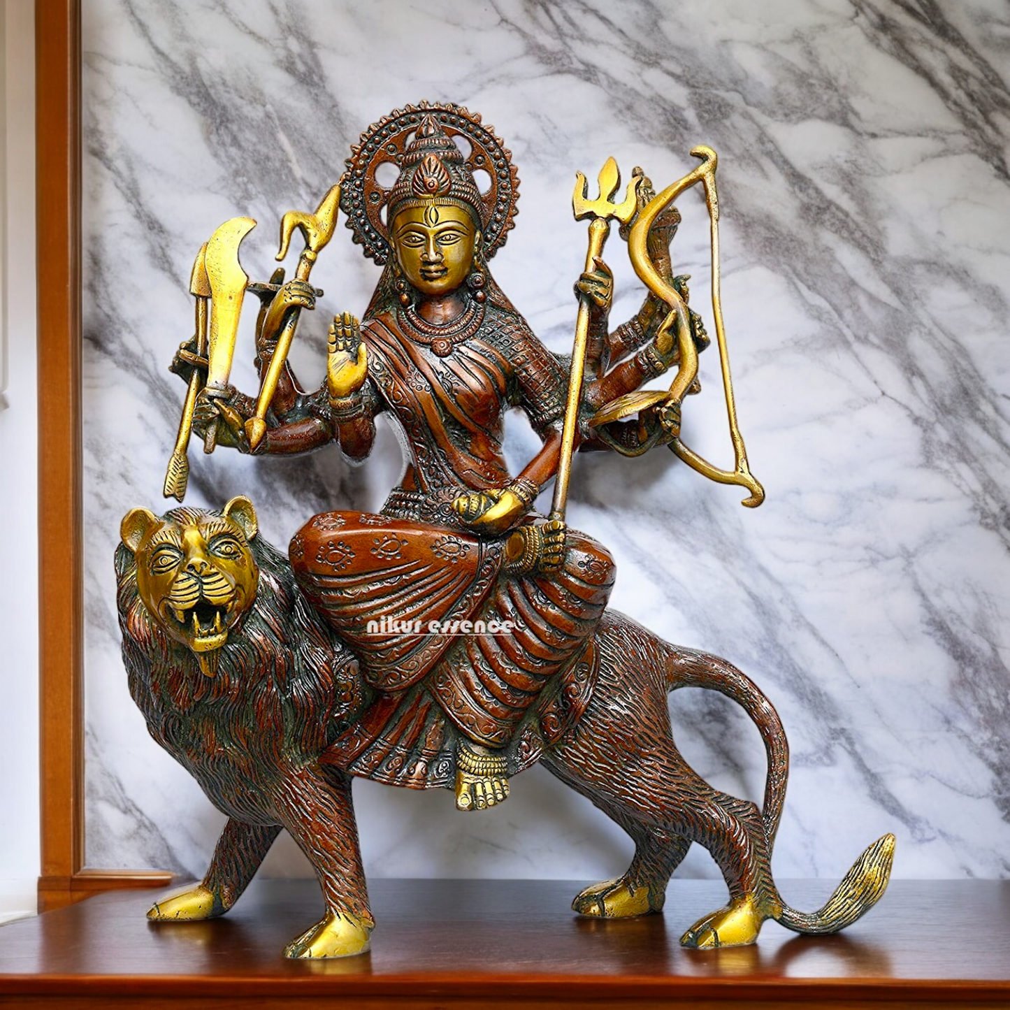 Shop Brass Durga Sherawali Maa idol - 11.5 inches